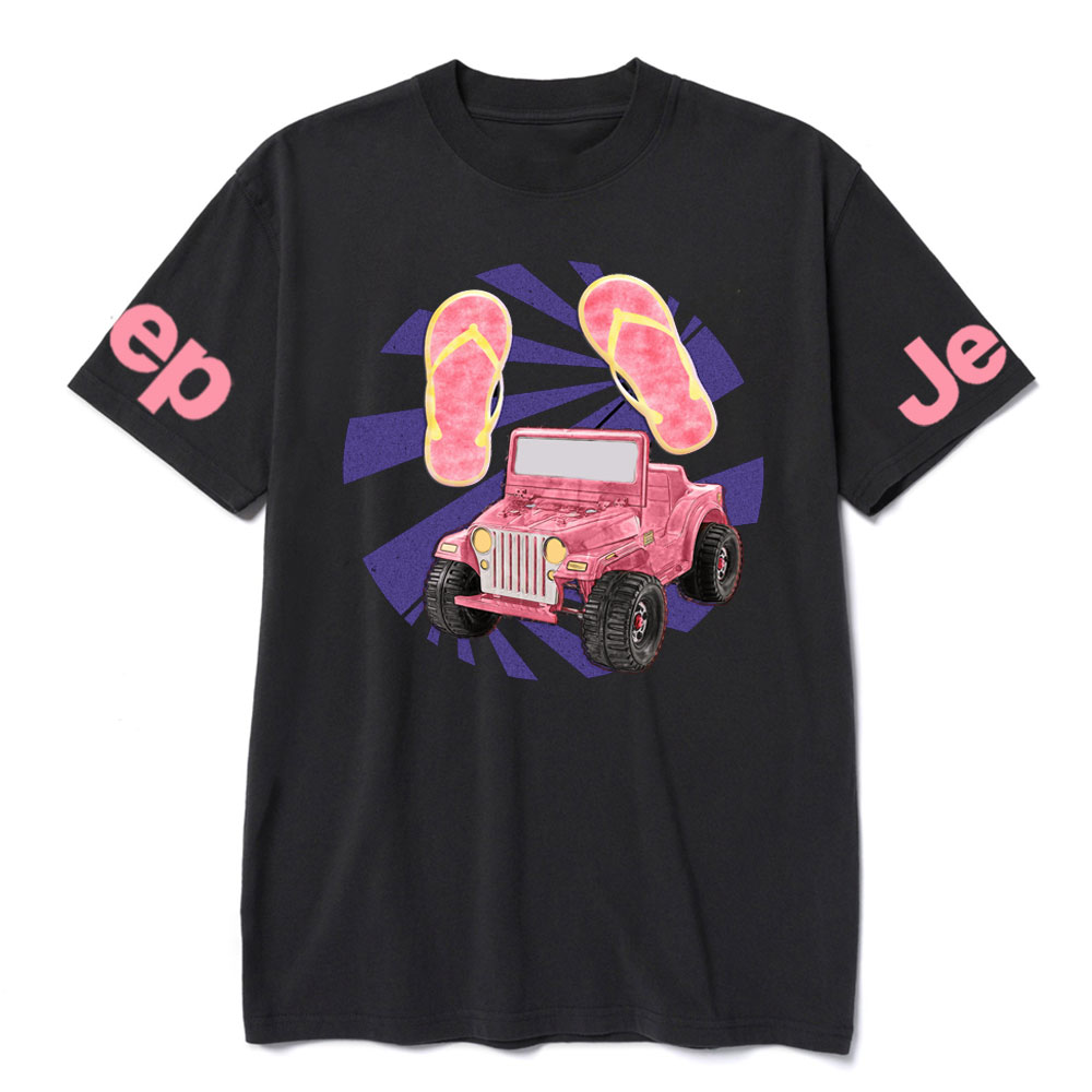Pink Flip Flops and Jp T-Shirt