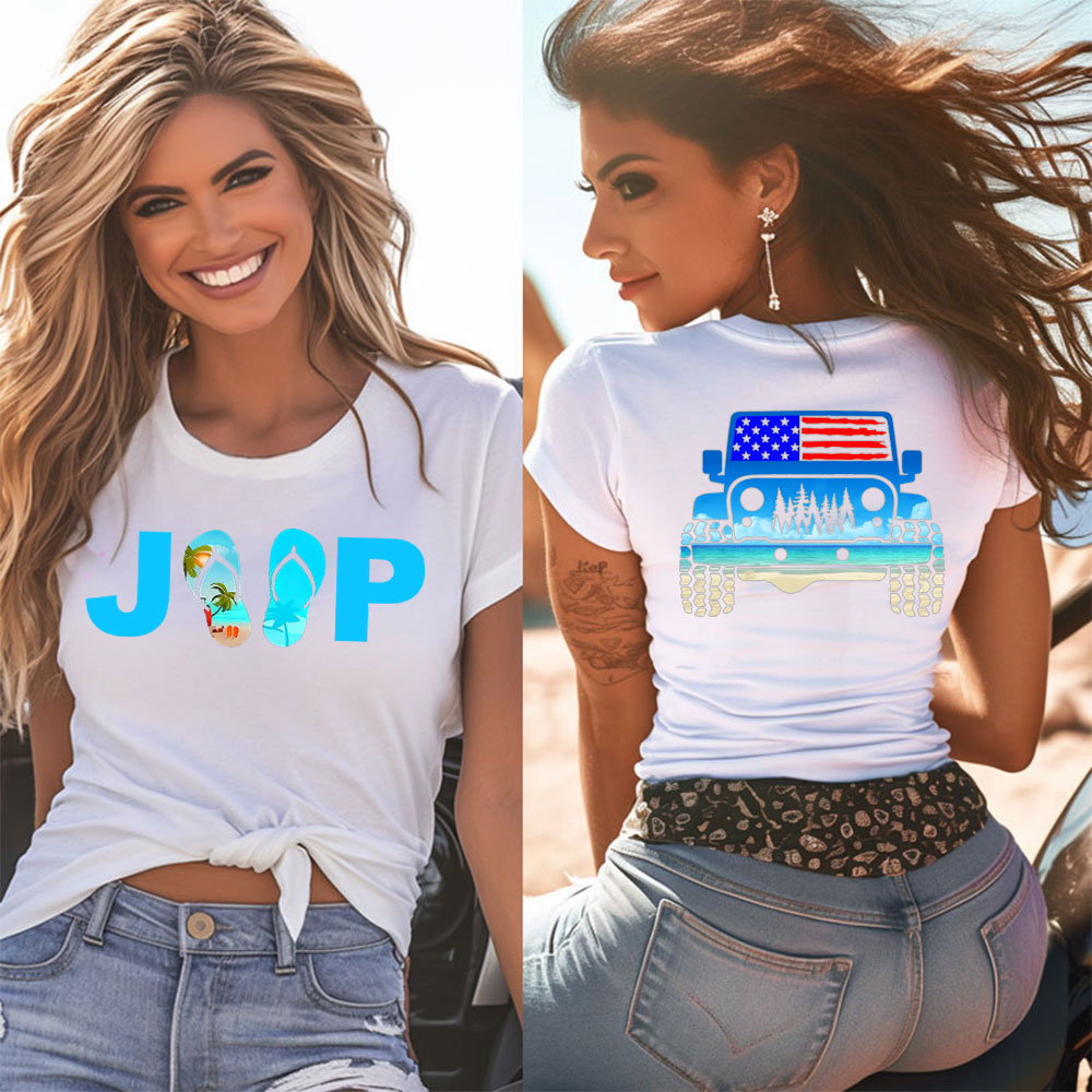 Jp Flag Adventure Grill Flip Flop Beach Transfer Women T-Shirt
