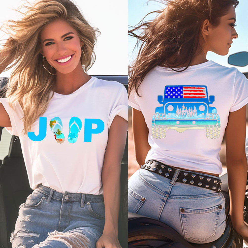 Jp Flag Adventure Grill Flip Flop Beach Transfer Women T-Shirt