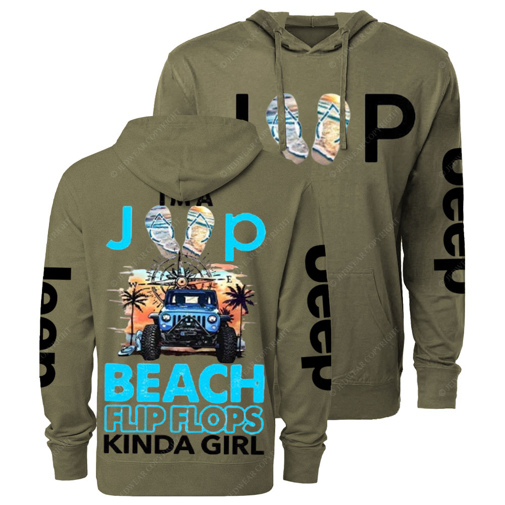 I'm A Flip Flops Jp Beach Kinda Girl Oversized Lightweight Hoodie