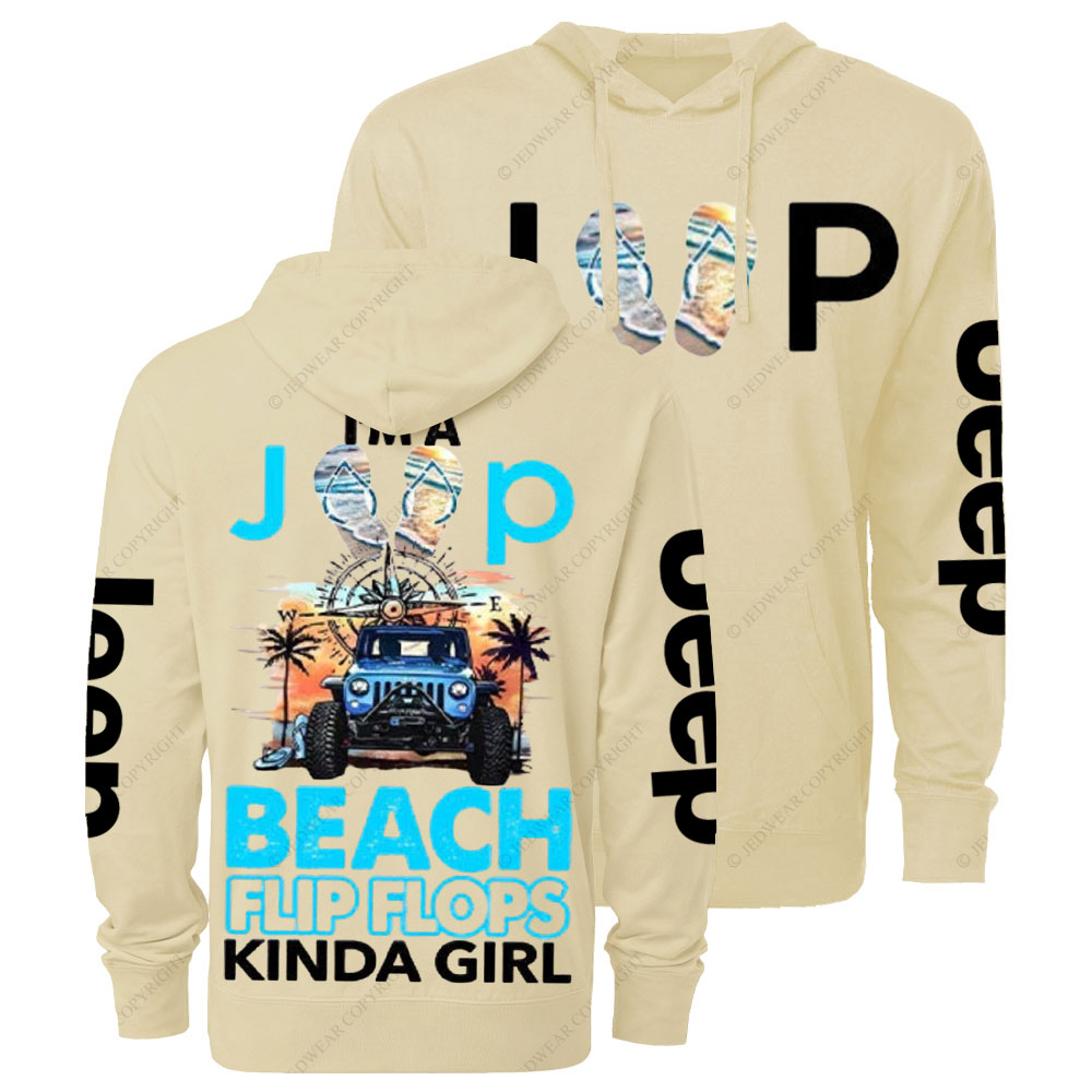 I'm A Flip Flops Jp Beach Kinda Girl Oversized Lightweight Hoodie