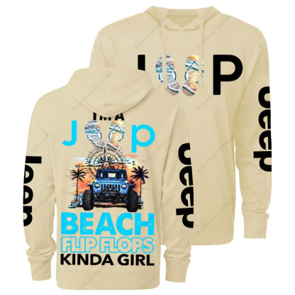 I'm A Flip Flops Jp Beach Kinda Girl Oversized Lightweight Hoodie