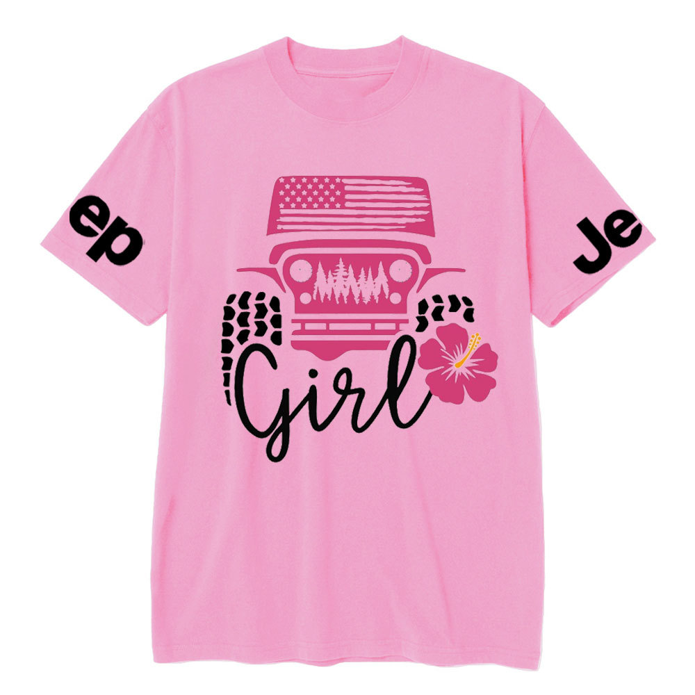 USA Flag Pink Forest, Flower and Jp T-Shirt
