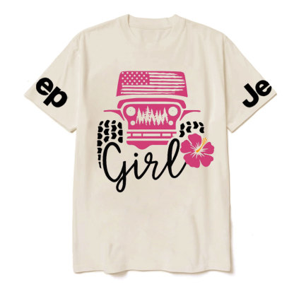 USA Flag Pink Forest, Flower and Jp T-Shirt