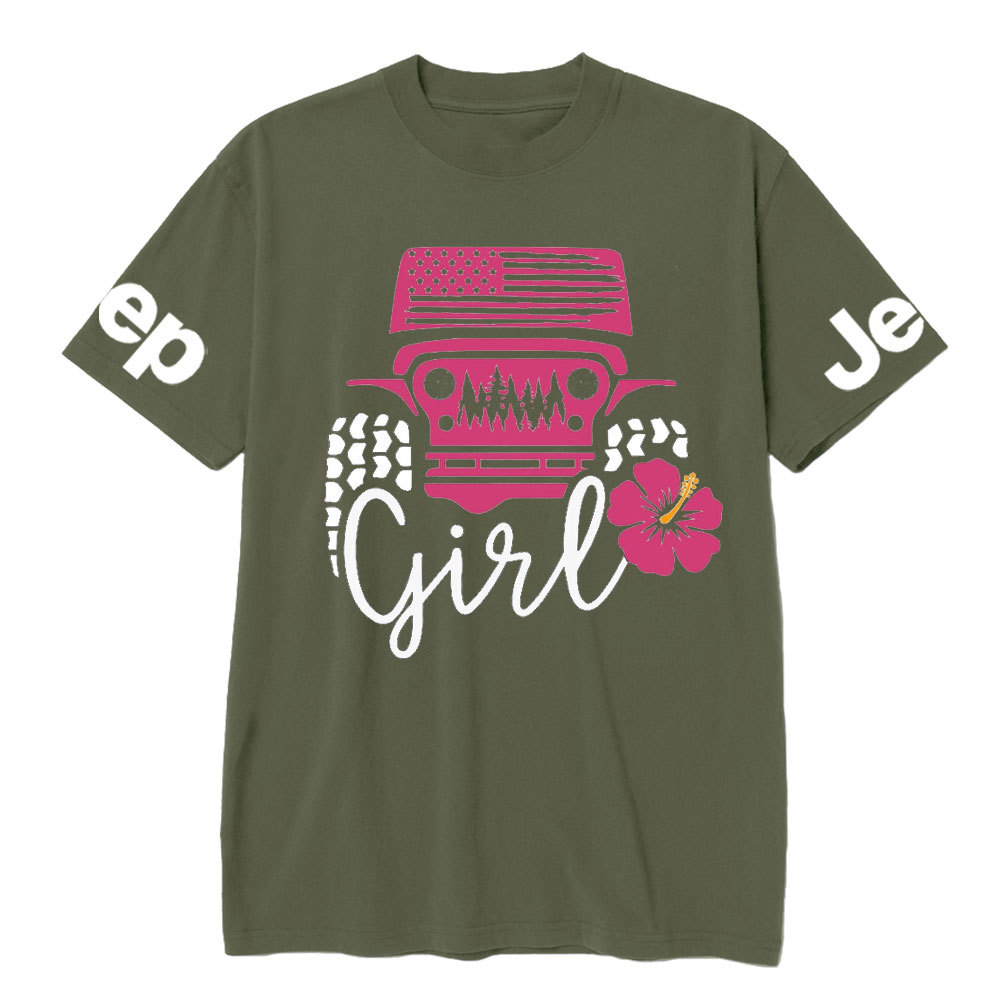 USA Flag Pink Forest, Flower and Jp T-Shirt
