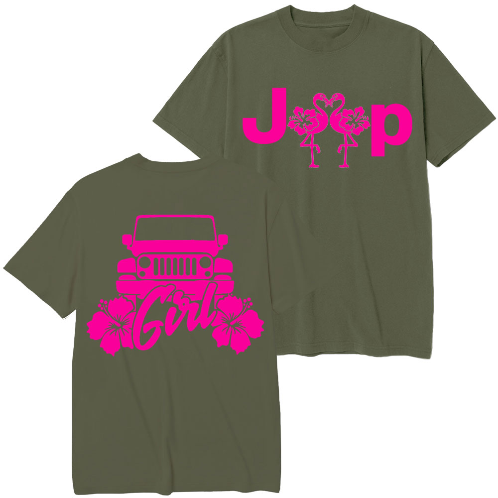 Girl Love Flamingo Flowers Jp Hot Pink T-Shirt