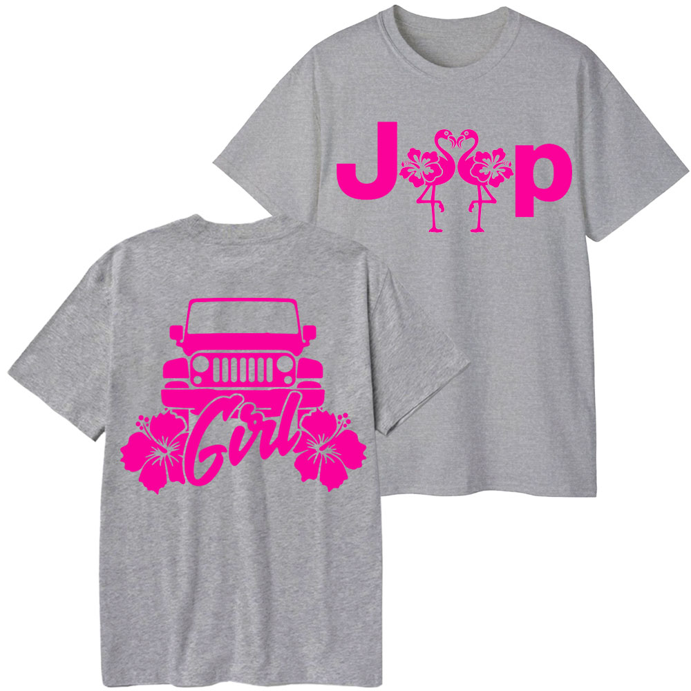 Girl Love Flamingo Flowers Jp Hot Pink T-Shirt