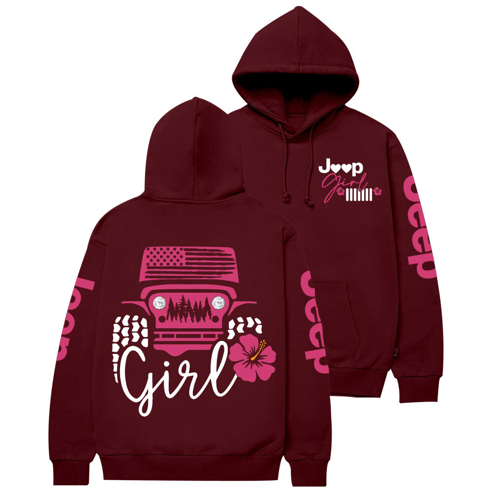 Offroad USA Flag Jp Flowers Girl Casual Hoodie