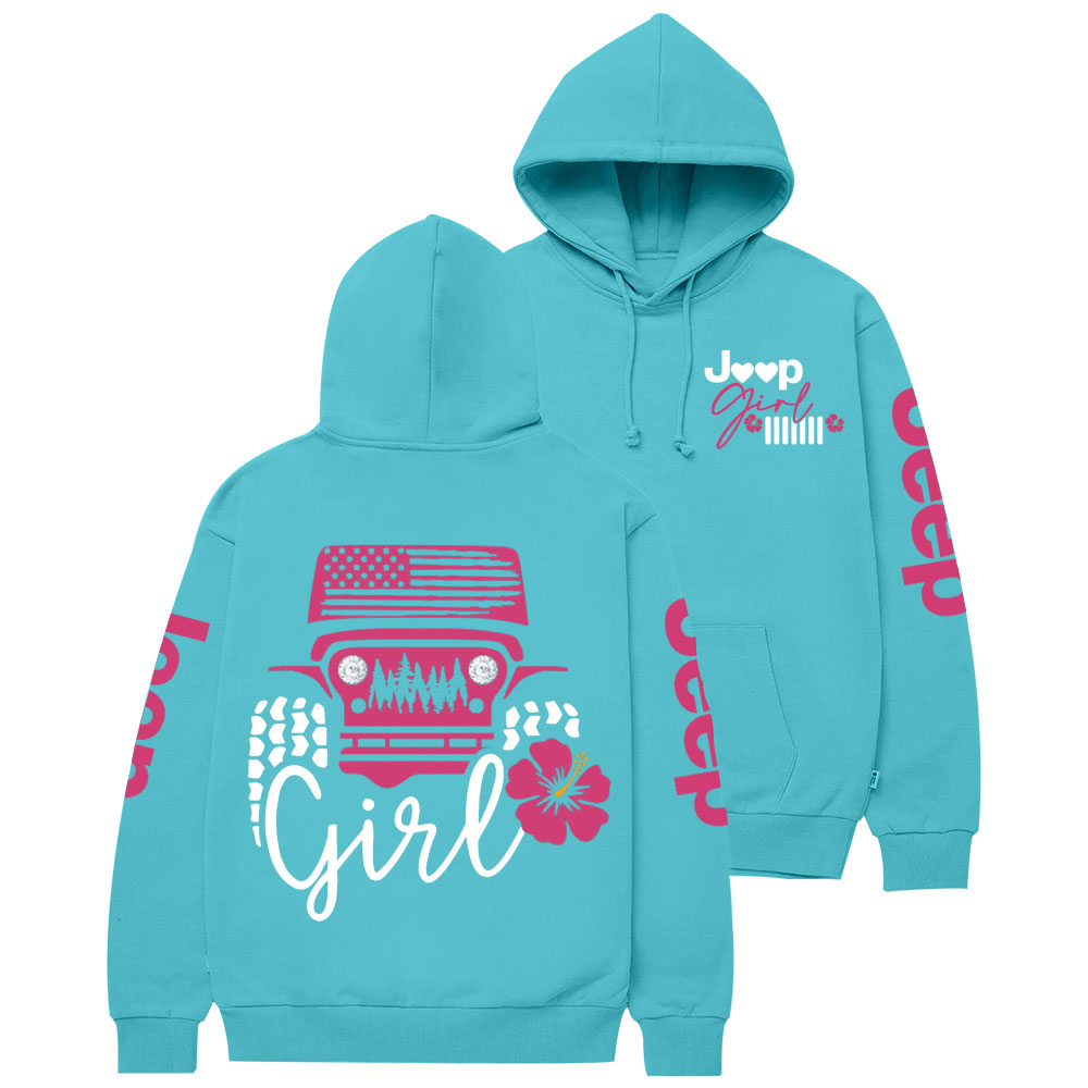 Offroad USA Flag Jp Flowers Girl Casual Hoodie