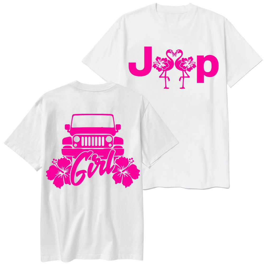 Girl Love Flamingo Flowers Jp Hot Pink T-Shirt