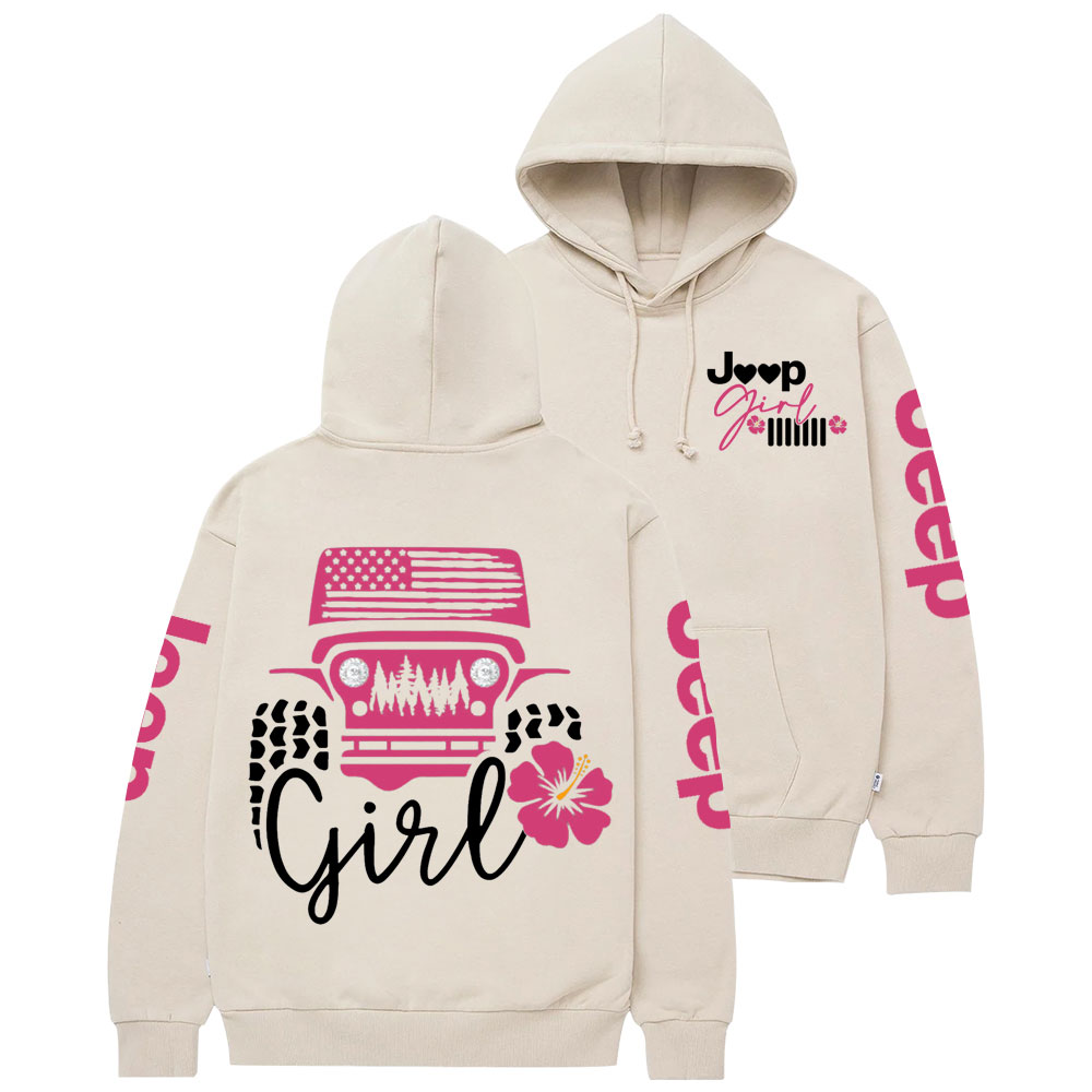 Offroad USA Flag Jp Flowers Girl Casual Hoodie