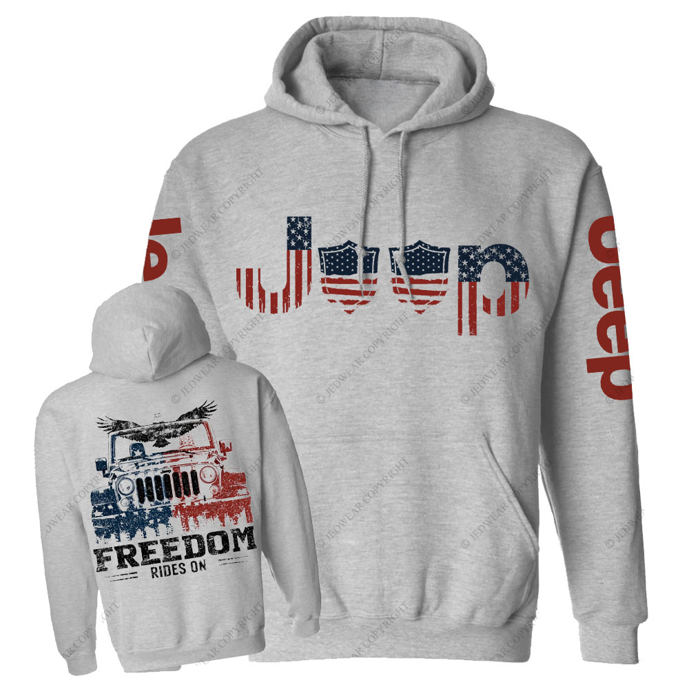 Freedom Rides on American Flag Shield Jp Men Casual Hoodie