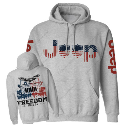 Freedom Rides on American Flag Shield Jp Men Casual Hoodie