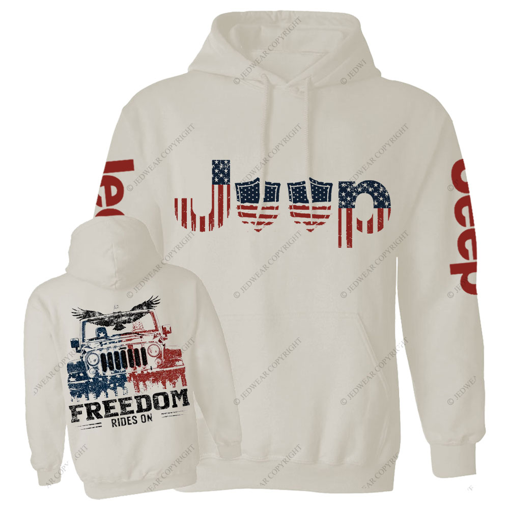 Freedom Rides on American Flag Shield Jp Men Casual Hoodie
