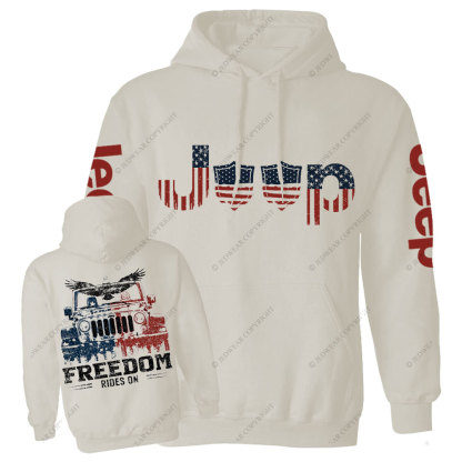 Freedom Rides on American Flag Shield Jp Men Casual Hoodie