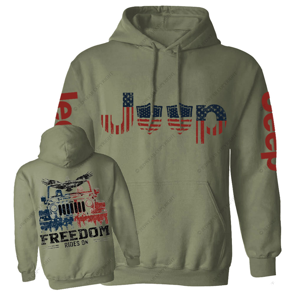 Freedom Rides on American Flag Shield Jp Men Casual Hoodie