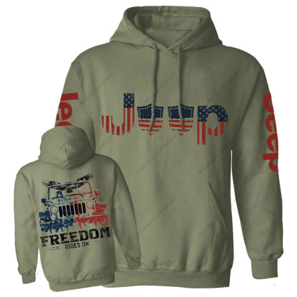 Freedom Rides on American Flag Shield Jp Men Casual Hoodie