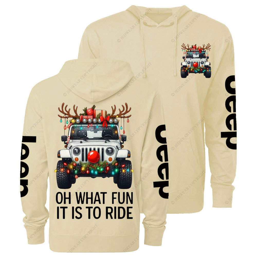 Antlers Jp Oh What Fun It Is to Ride Christmas Oversized Lightweight Hoodie