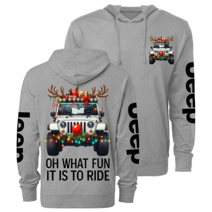 Antlers Jp Oh What Fun It Is to Ride Christmas Oversized Lightweight Hoodie
