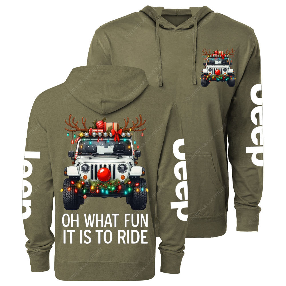 Antlers Jp Oh What Fun It Is to Ride Christmas Oversized Lightweight Hoodie