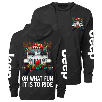 Antlers Jp Oh What Fun It Is to Ride Christmas Oversized Lightweight Hoodie