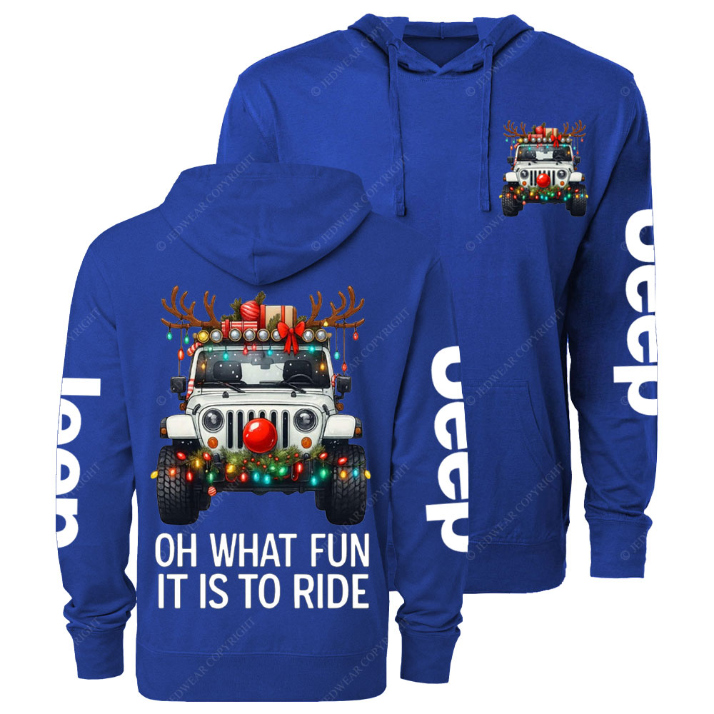 Antlers Jp Oh What Fun It Is to Ride Christmas Oversized Lightweight Hoodie