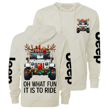 Antlers Jp Oh What Fun It Is to Ride Christmas Oversized Lightweight Hoodie