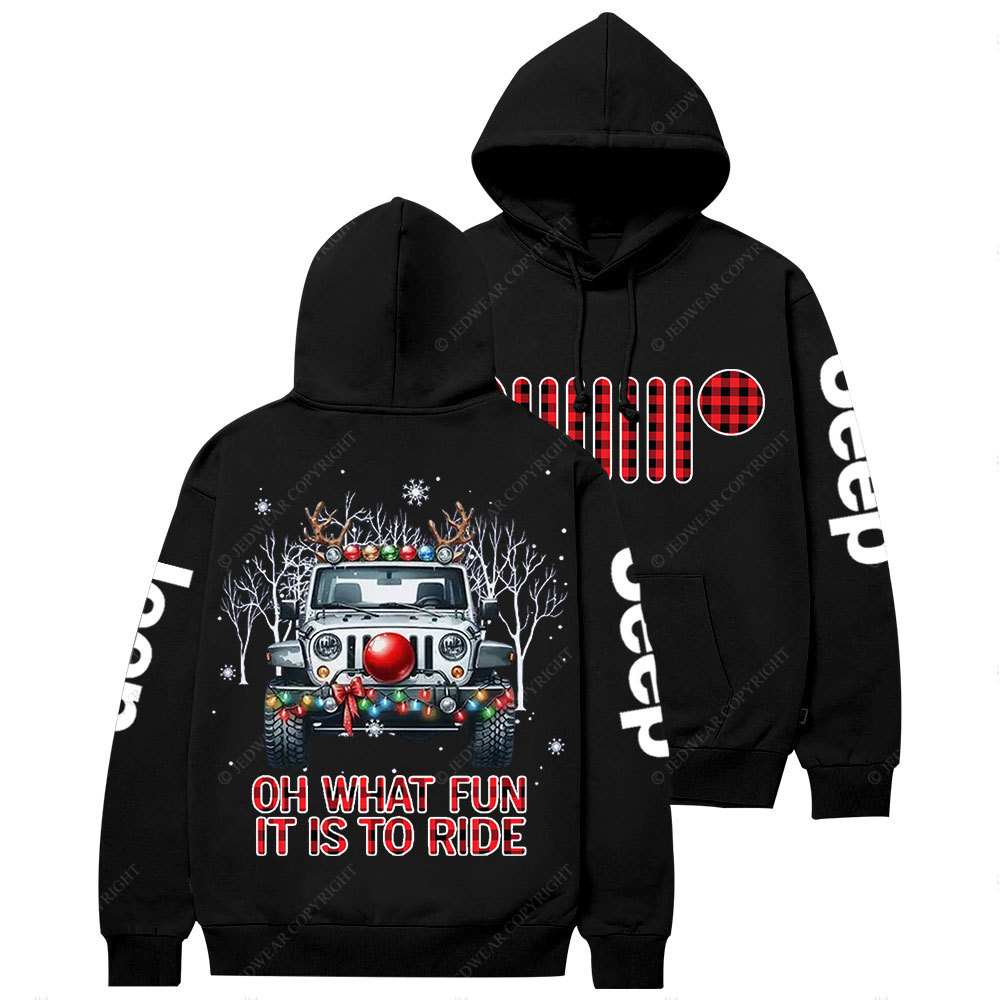 Oh What Fun It is to Ride Christmas Plaid Jp Casual Hoodie