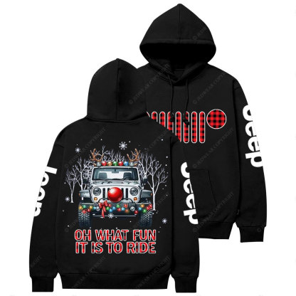 Oh What Fun It is to Ride Christmas Plaid Jp Casual Hoodie