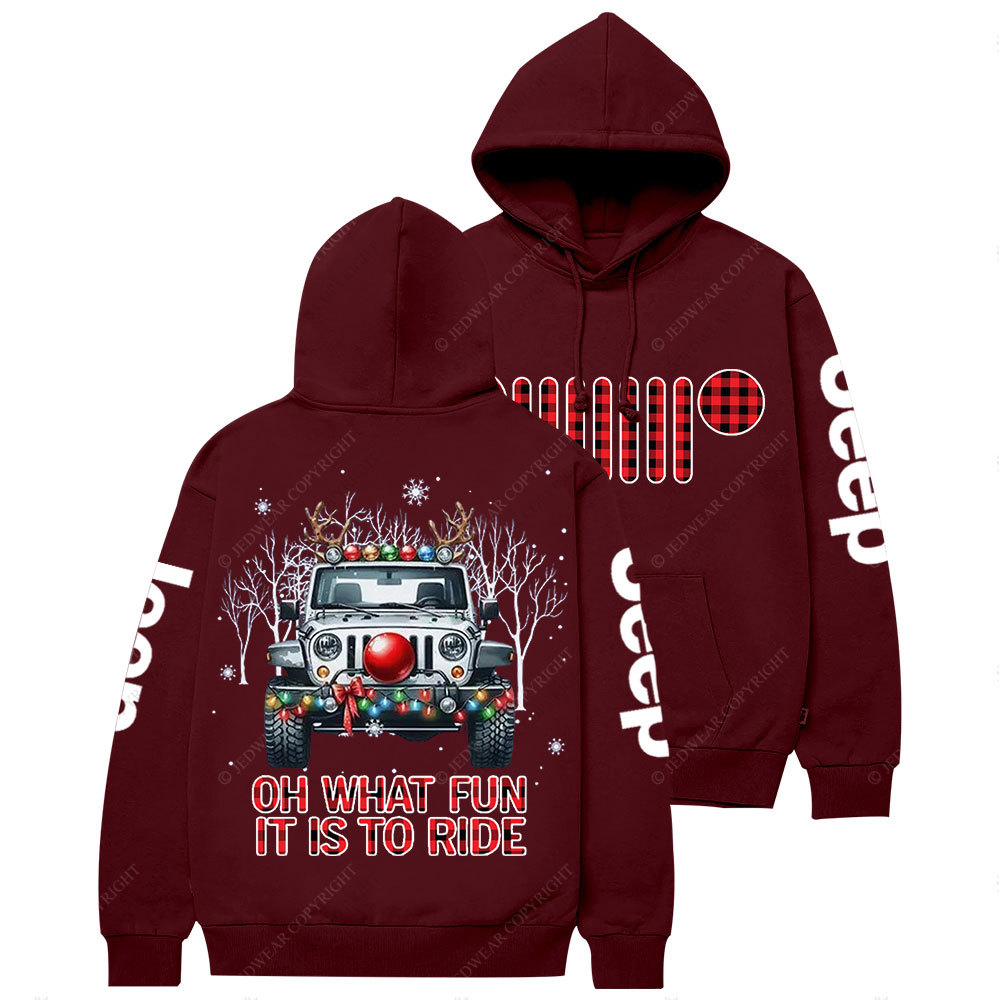 Oh What Fun It is to Ride Christmas Plaid Jp Casual Hoodie