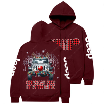 Oh What Fun It is to Ride Christmas Plaid Jp Casual Hoodie