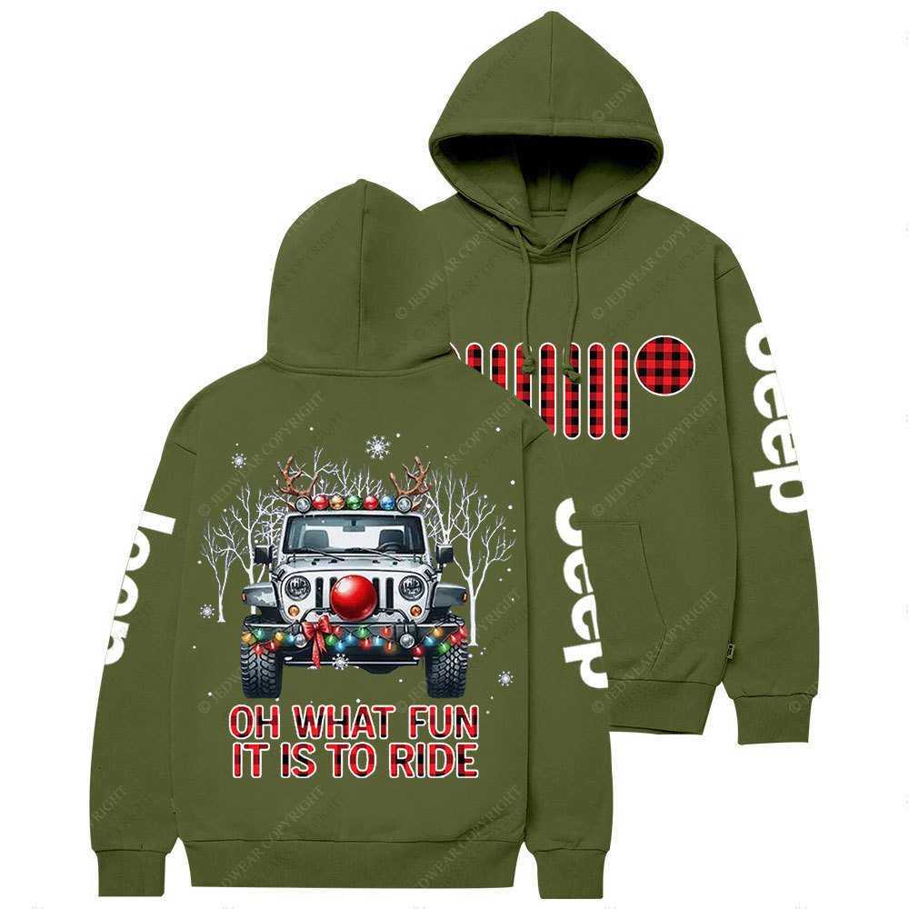 Oh What Fun It is to Ride Christmas Plaid Jp Casual Hoodie