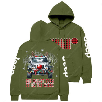Oh What Fun It is to Ride Christmas Plaid Jp Casual Hoodie