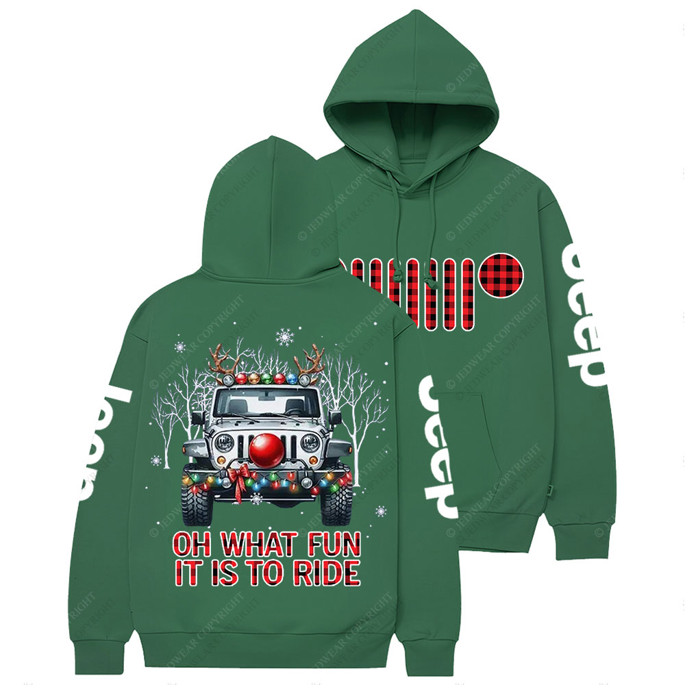 Oh What Fun It is to Ride Christmas Plaid Jp Casual Hoodie