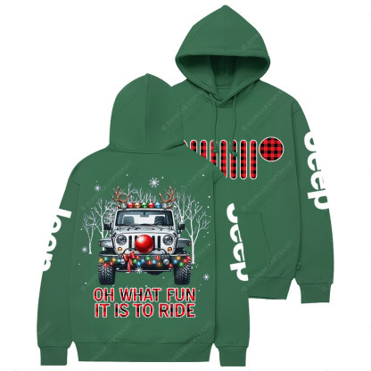 Oh What Fun It is to Ride Christmas Plaid Jp Casual Hoodie