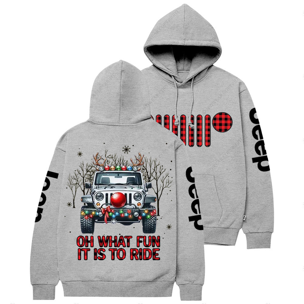 Oh What Fun It is to Ride Christmas Plaid Jp Casual Hoodie