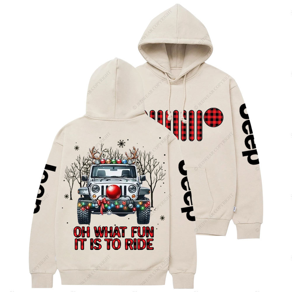 Oh What Fun It is to Ride Christmas Plaid Jp Casual Hoodie