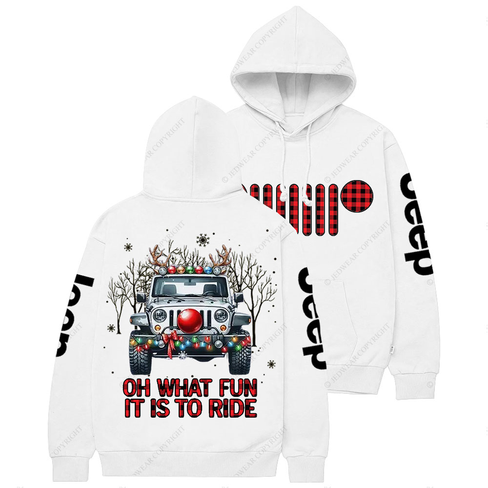 Oh What Fun It is to Ride Christmas Plaid Jp Casual Hoodie