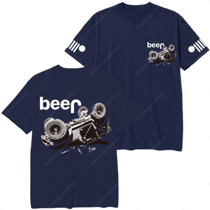 Funny Beer Overturn Jp Offroad Double Printed T-Shirt