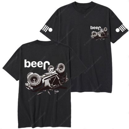 Funny Beer Overturn Jp Offroad Double Printed T-Shirt