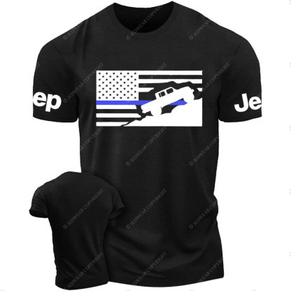 Thin Blue Line American Flag Gladiator Mountain Police Jp T-Shirt