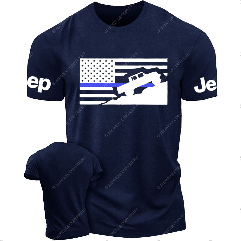 Thin Blue Line American Flag Gladiator Mountain Police Jp T-Shirt