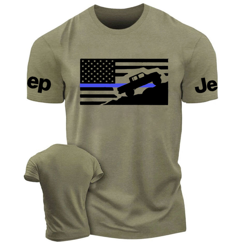 Thin Blue Line American Flag Gladiator Mountain Police Jp T-Shirt