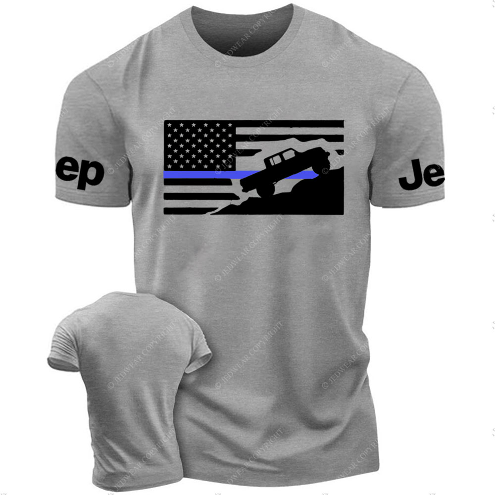 Thin Blue Line American Flag Gladiator Mountain Police Jp T-Shirt