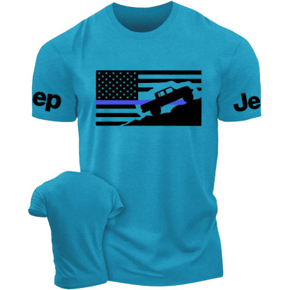 Thin Blue Line American Flag Gladiator Mountain Police Jp T-Shirt