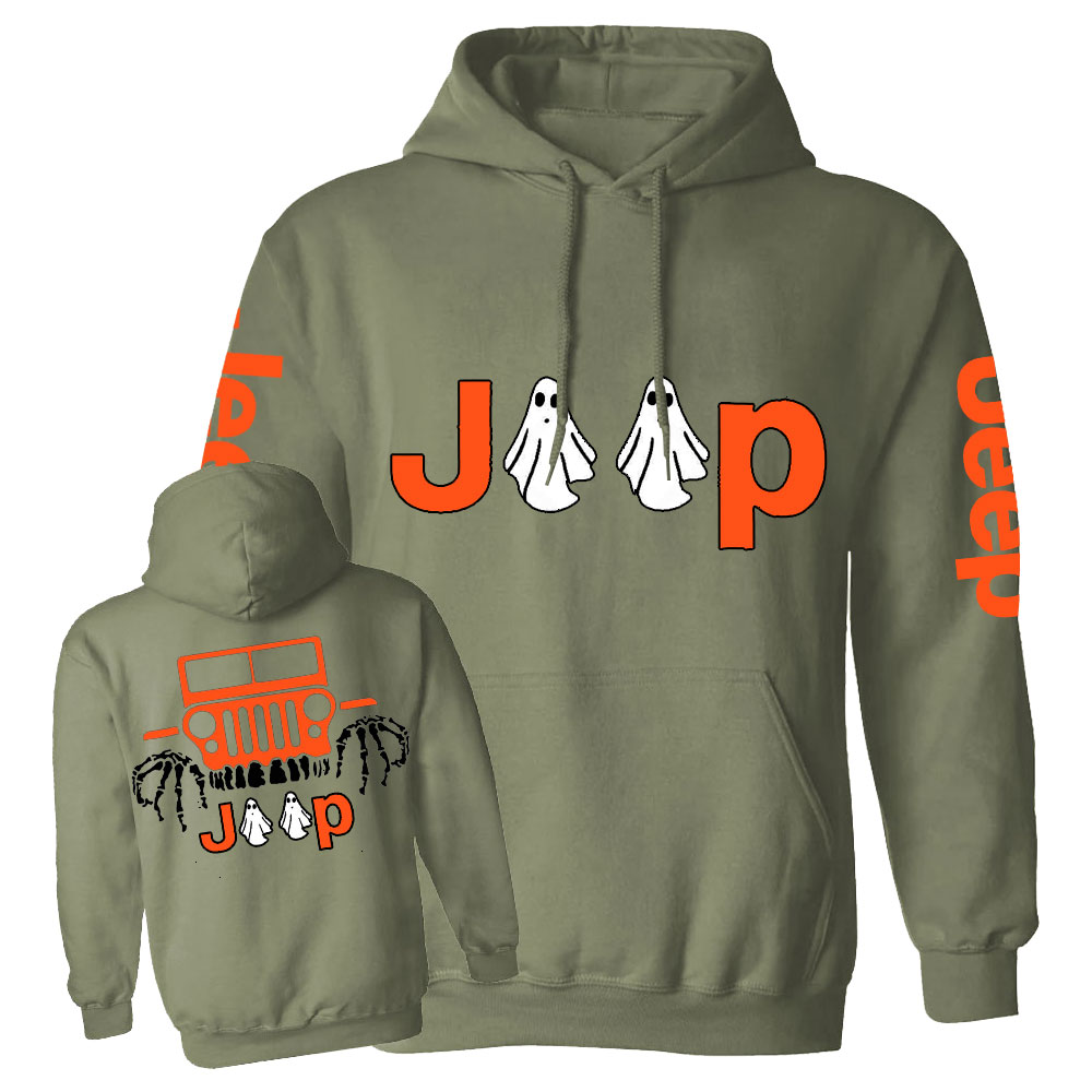 Jp Ghost Halloween Double Printed Casual Hoodie