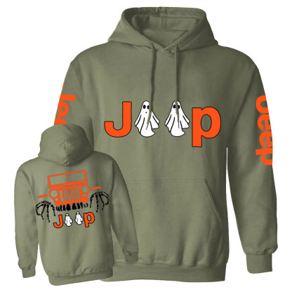 Jp Ghost Halloween Double Printed Casual Hoodie