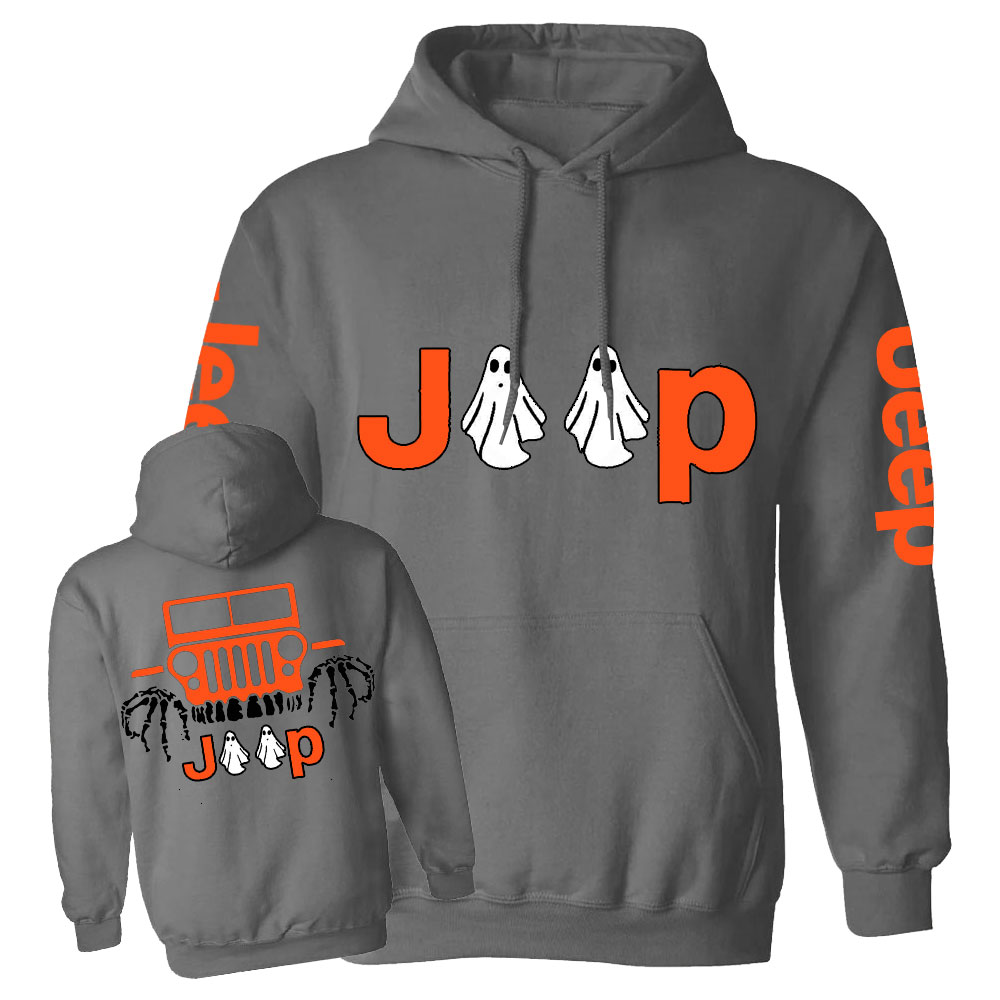 Jp Ghost Halloween Double Printed Casual Hoodie