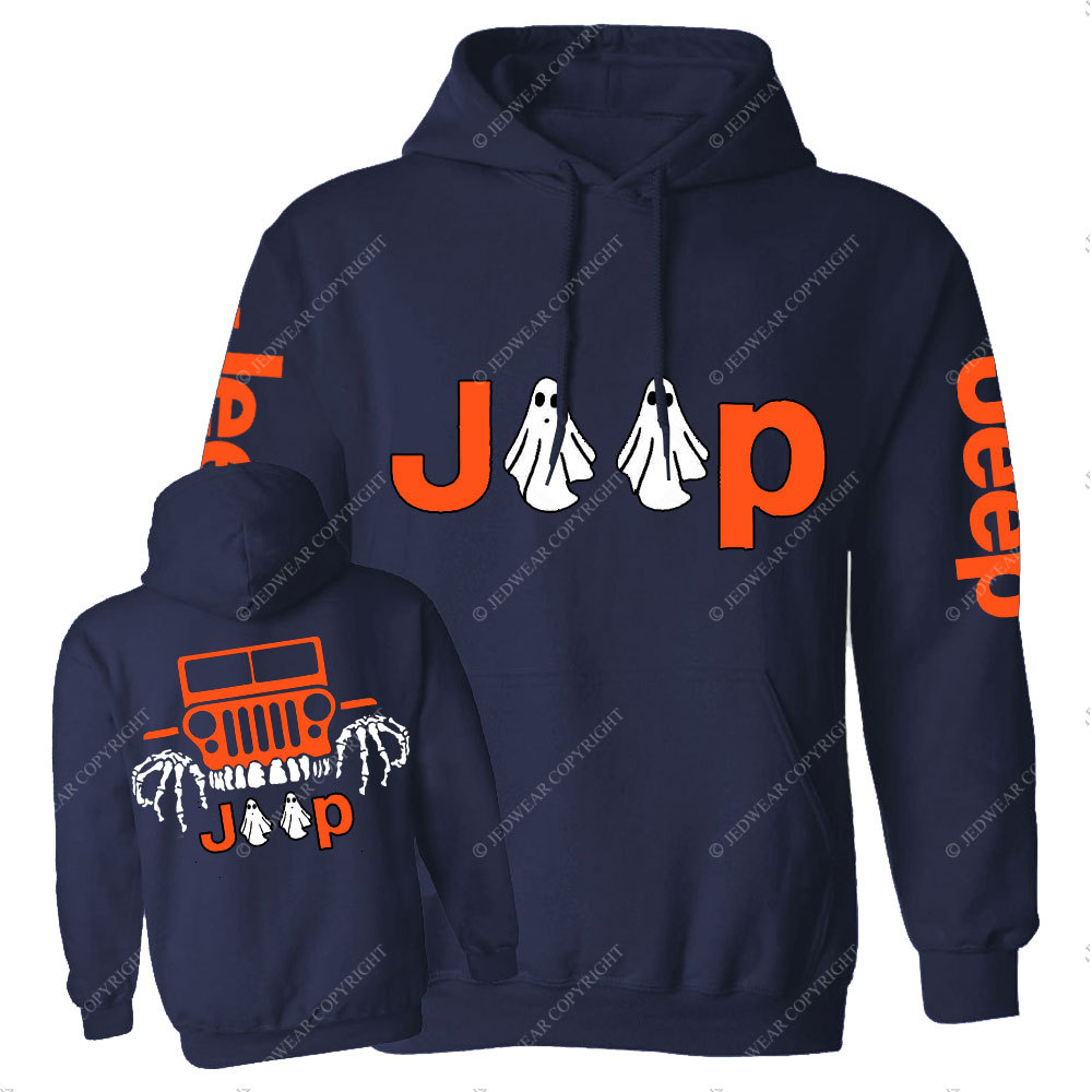 Jp Ghost Halloween Double Printed Casual Hoodie