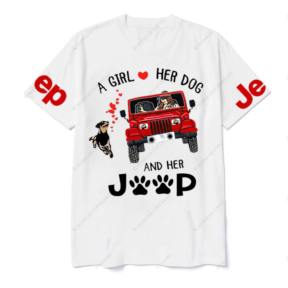 A Girl Loves Her Dog And Her Red Jp T-shirt